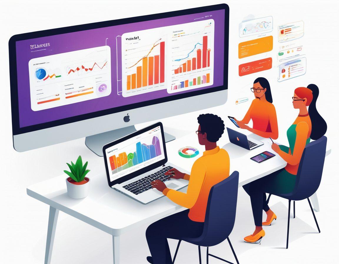 A visually striking digital illustration showcasing a diverse group of engaged users on various devices, with vibrant graphs and analytics dashboards in the background symbolizing traffic and engagement. The scene should have an inviting, modern aesthetic, combining elements of technology and community interaction, representing the adult website niche. Create an atmosphere of excitement and connection. vector art. vibrant colors. white background.